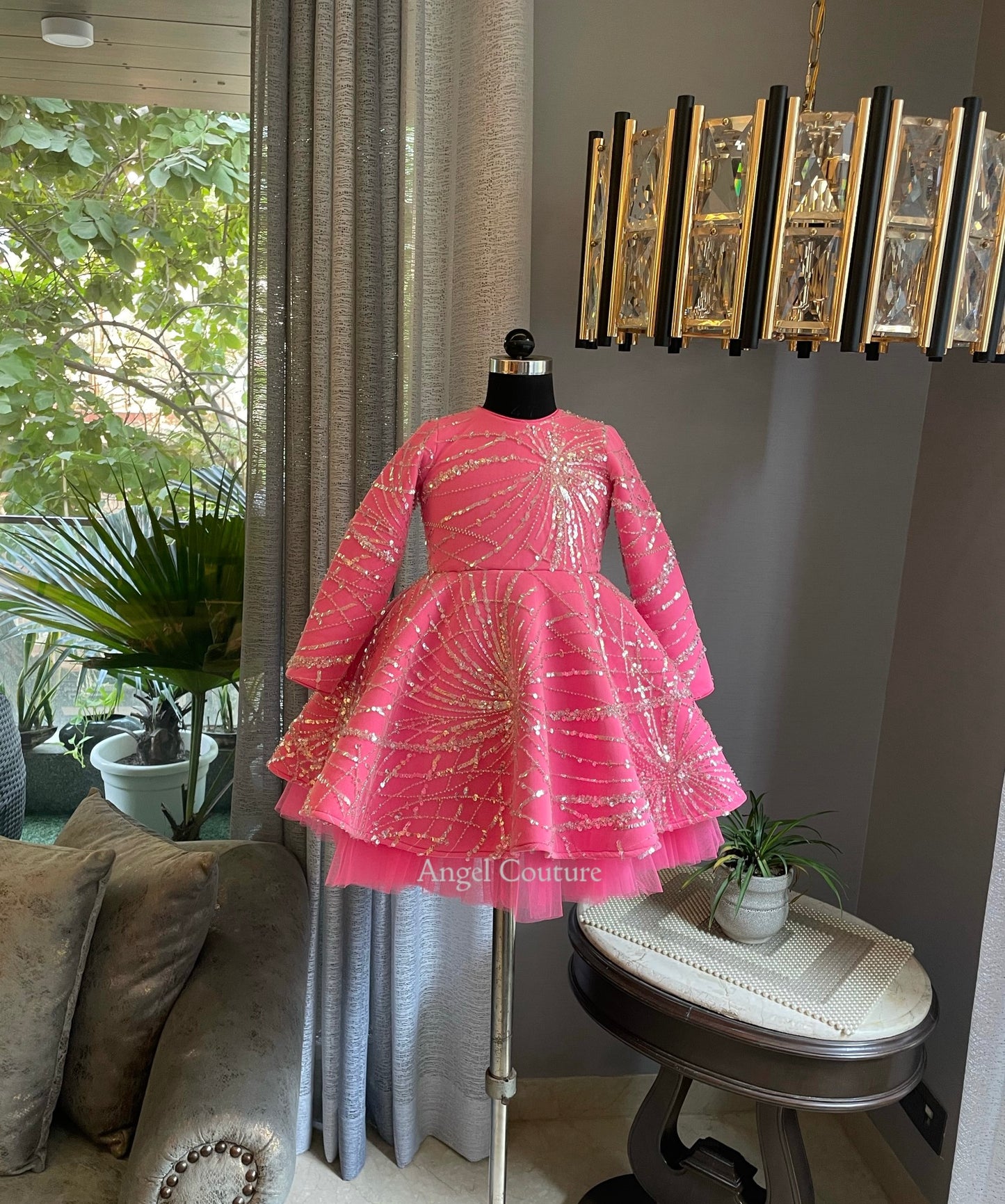 Fuchsia Pink Spider Sequence Dress