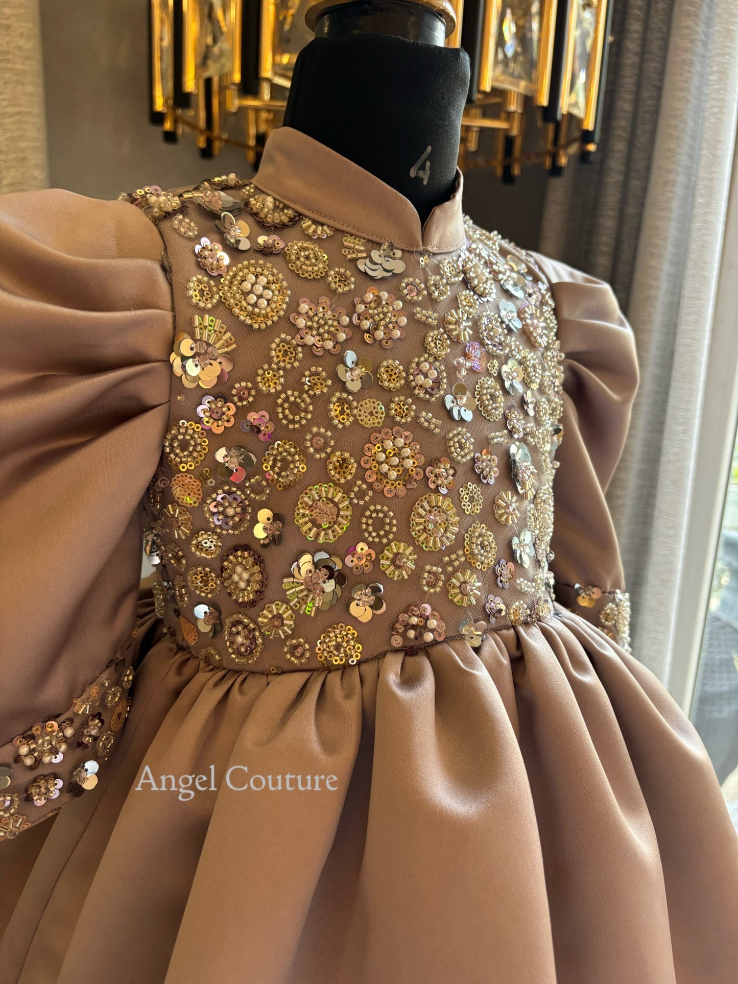 Lavender Gold Sequence Dutch Satin Dress