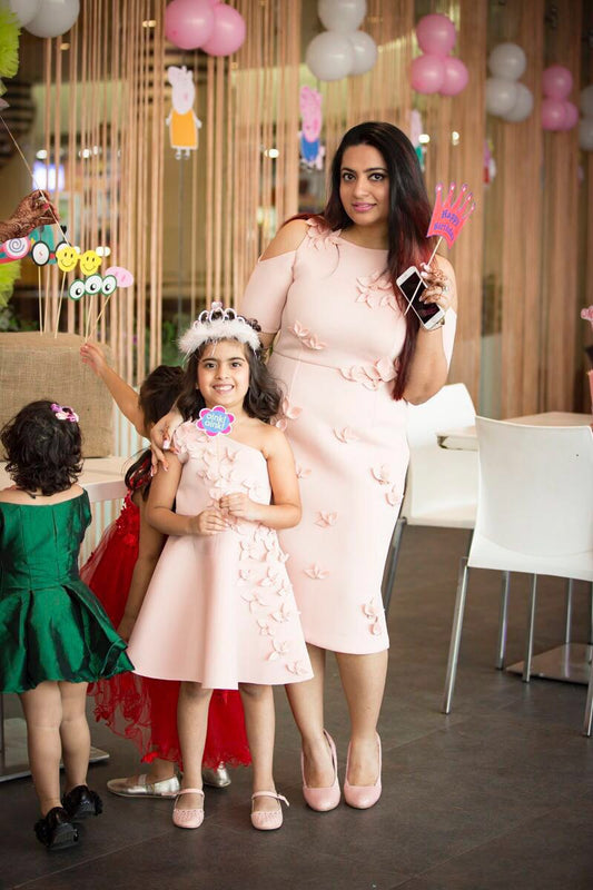 Baby Pink Scattered Flowers Pencil Dress