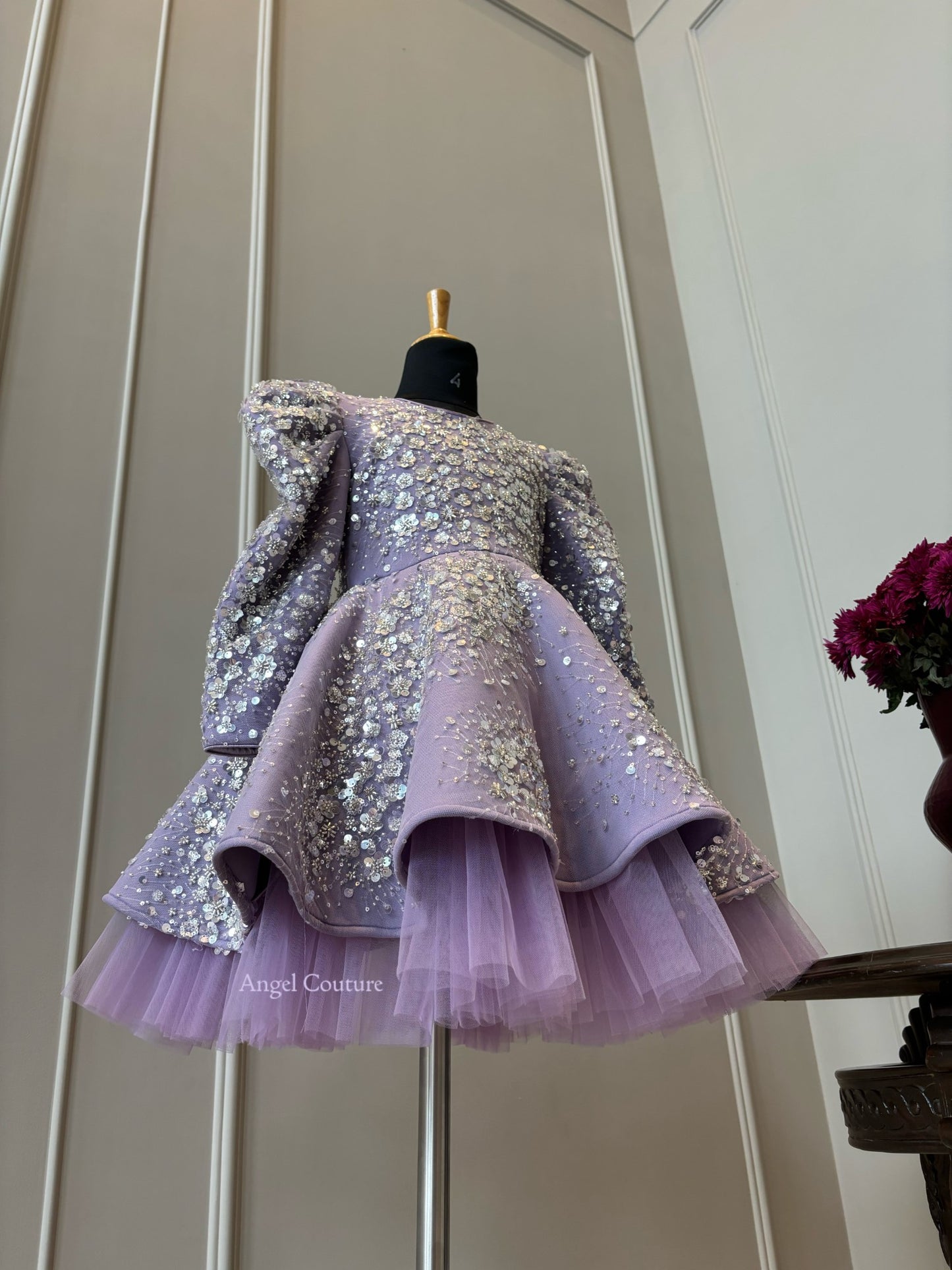 Lavender Silver Starry Sequence Dress