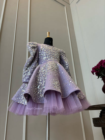 Lavender Silver Starry Sequence Dress
