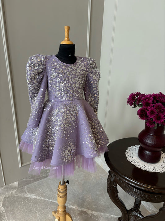 Lavender Silver Starry Sequence Dress