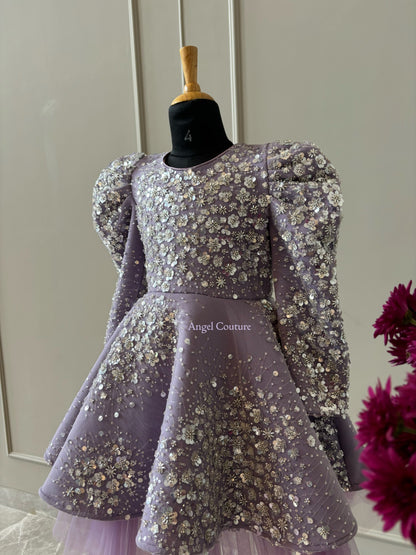 Lavender Silver Starry Sequence Dress