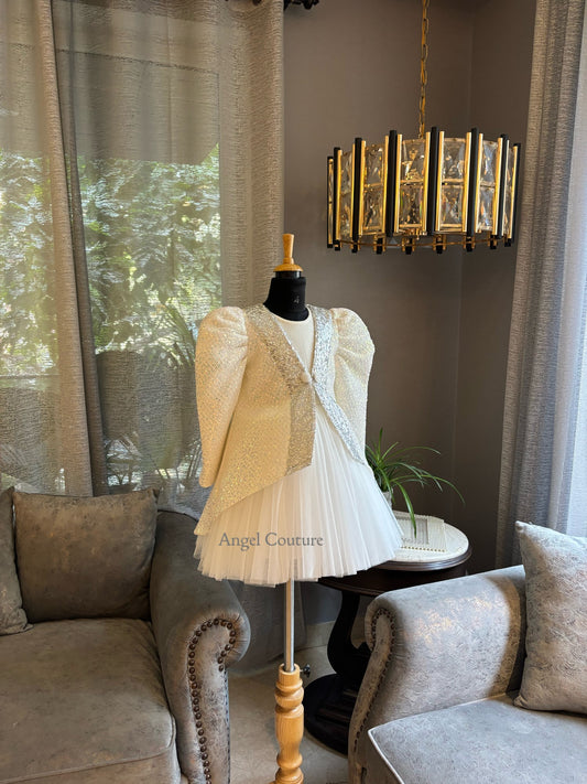 Ivory Silver Sequence Jacket Dress