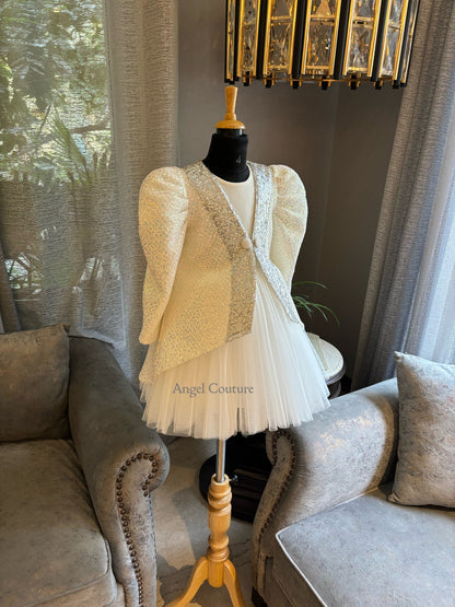 Ivory Silver Sequence Jacket Dress