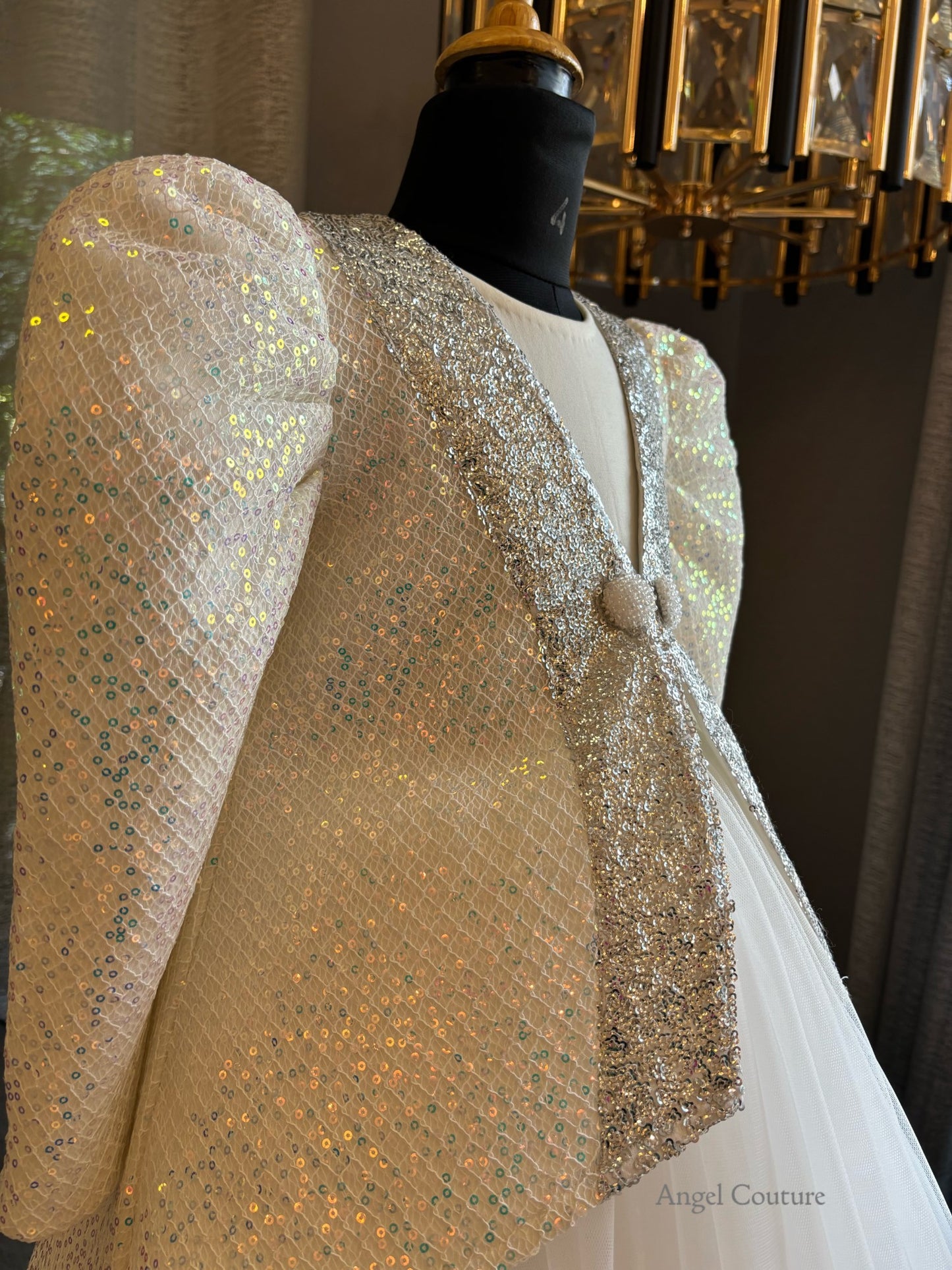 Ivory Silver Sequence Jacket Dress