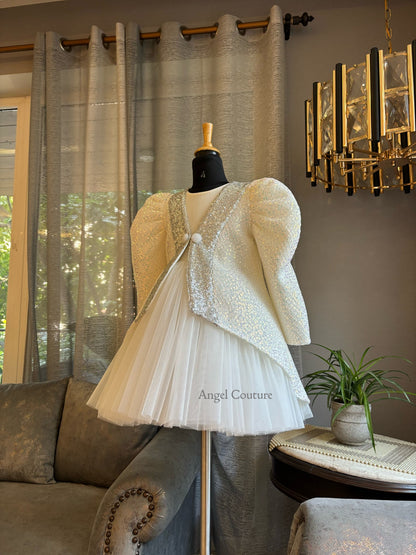 Ivory Silver Sequence Jacket Dress