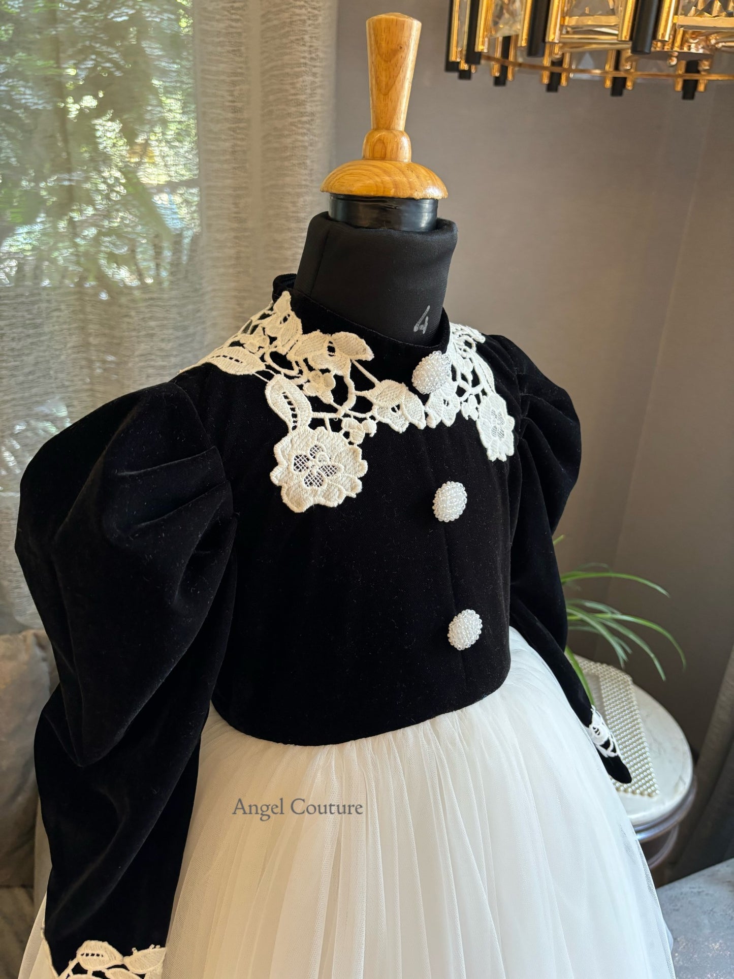 Ivory Black Lace Dress