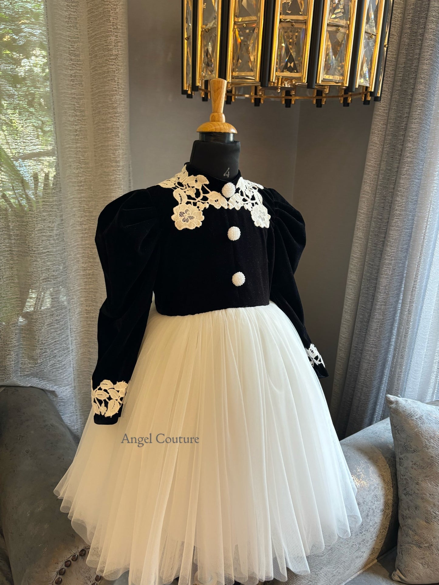 Ivory Black Lace Dress