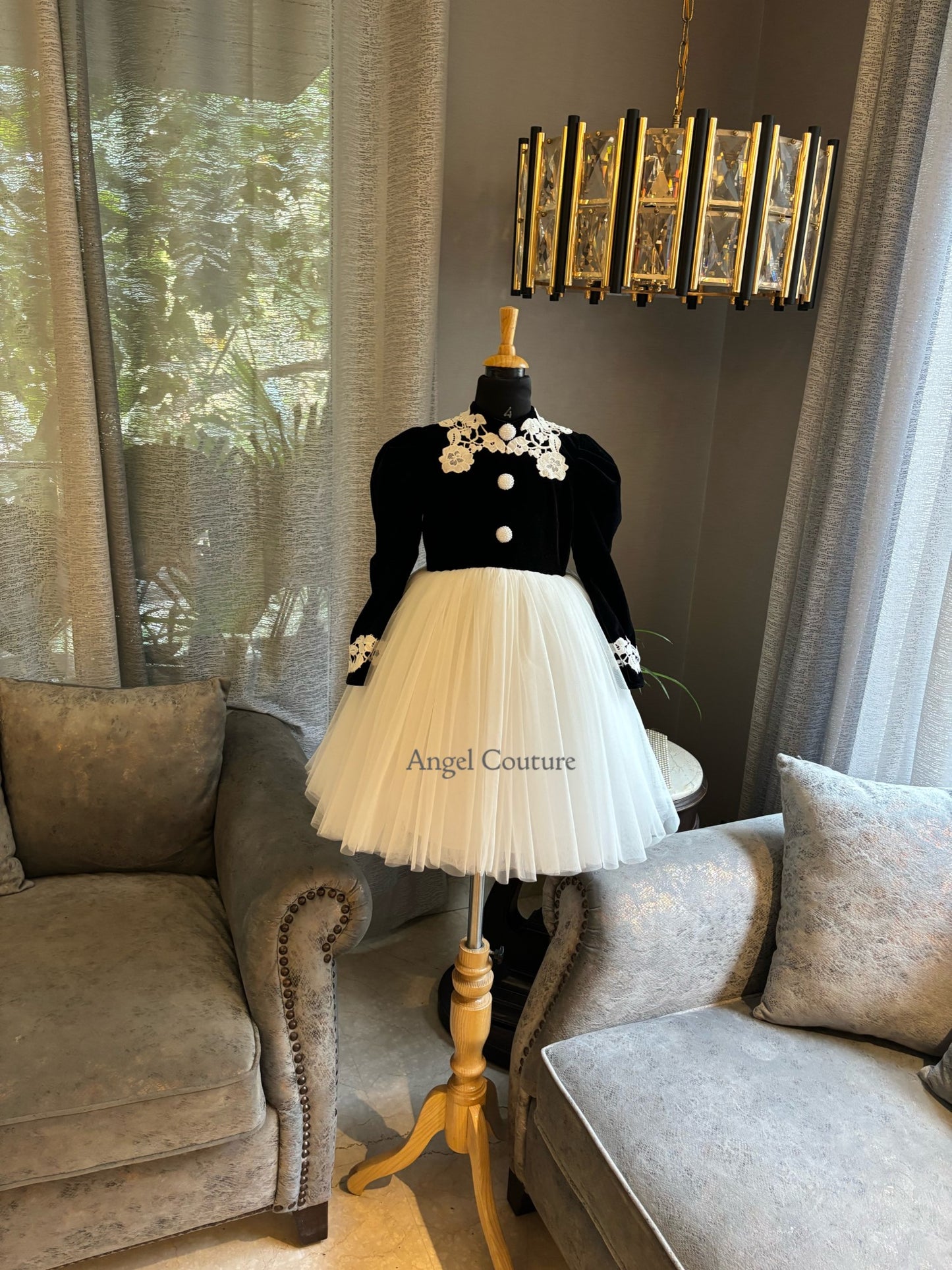 Ivory Black Lace Dress