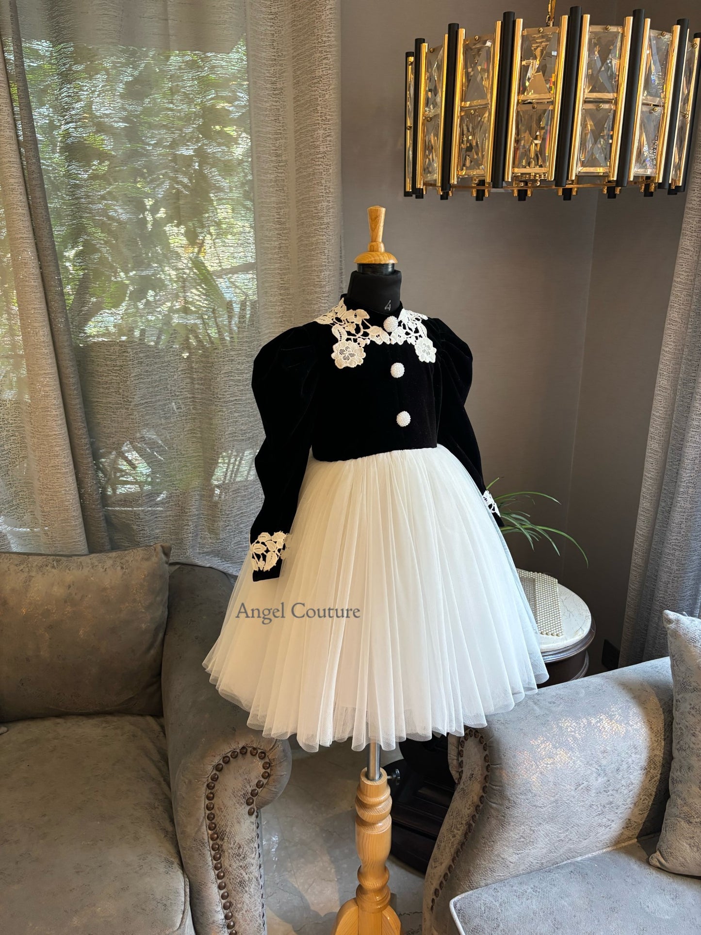 Ivory Black Lace Dress