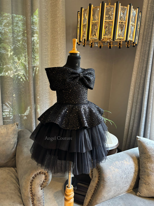 Black Sequence Bow Charm Dress
