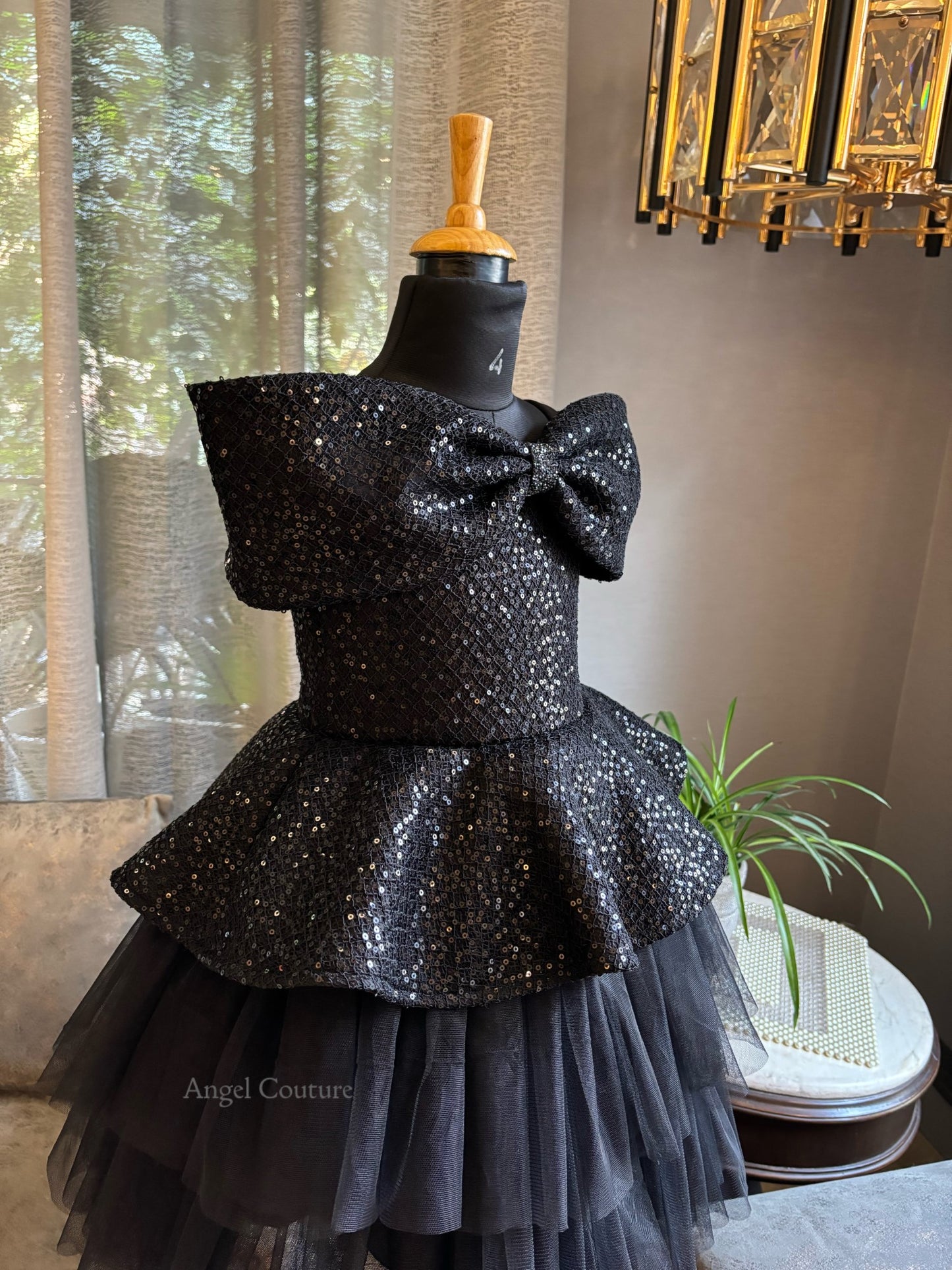 Black Sequence Bow Charm Dress