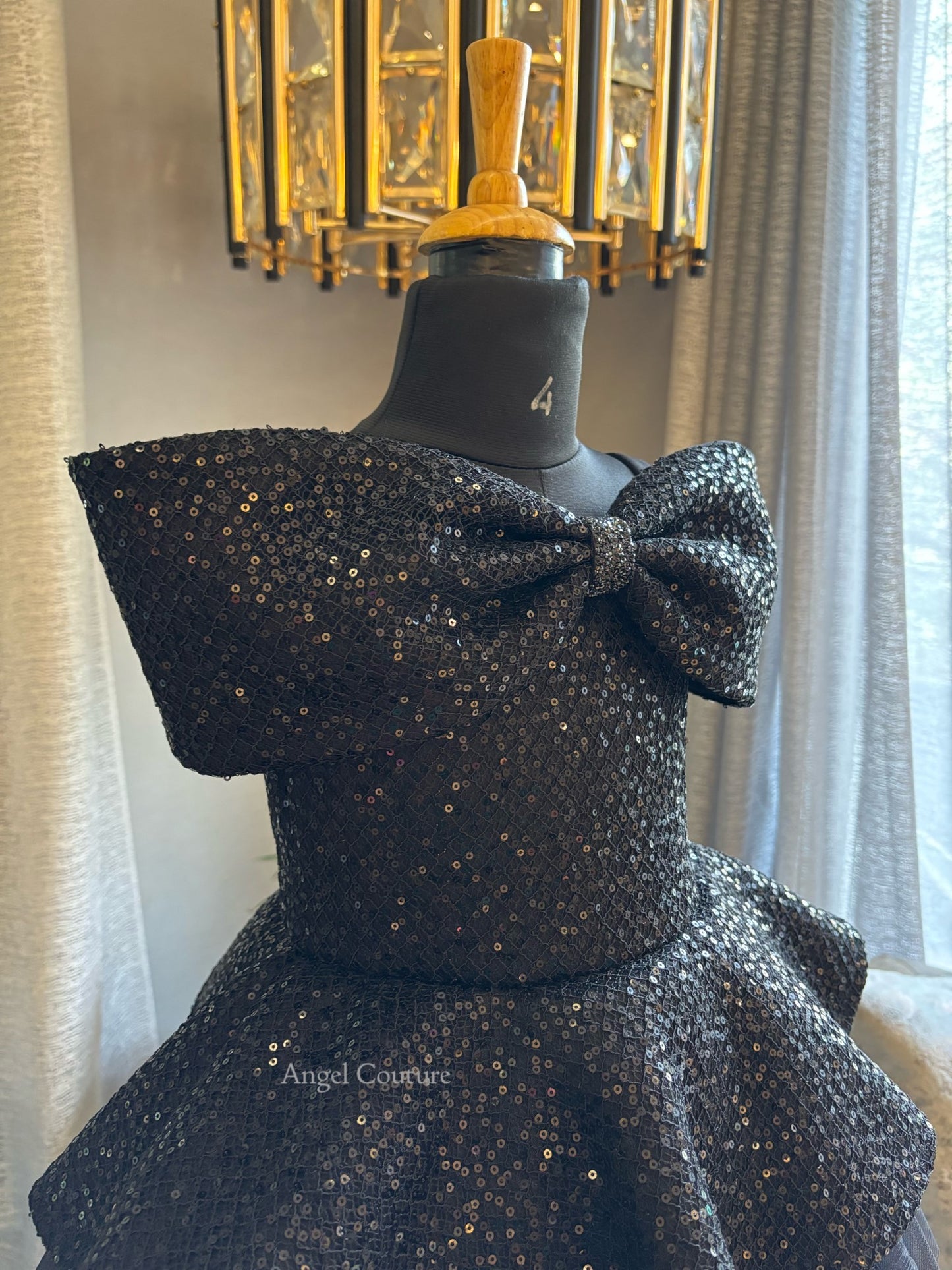 Black Sequence Bow Charm Dress