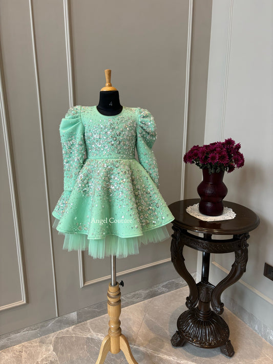 Mint Green Silver Starry Sequence Dress