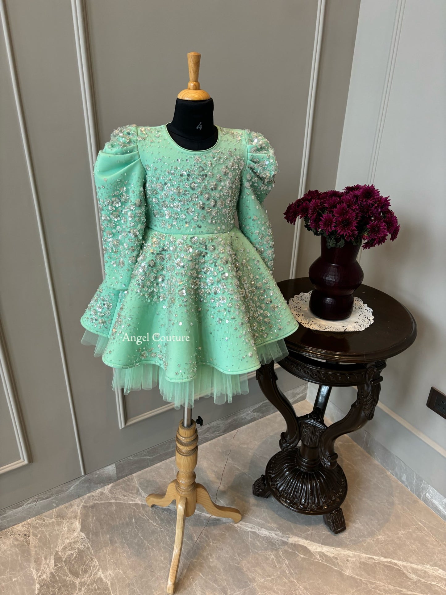 Mint Green Silver Starry Sequence Dress
