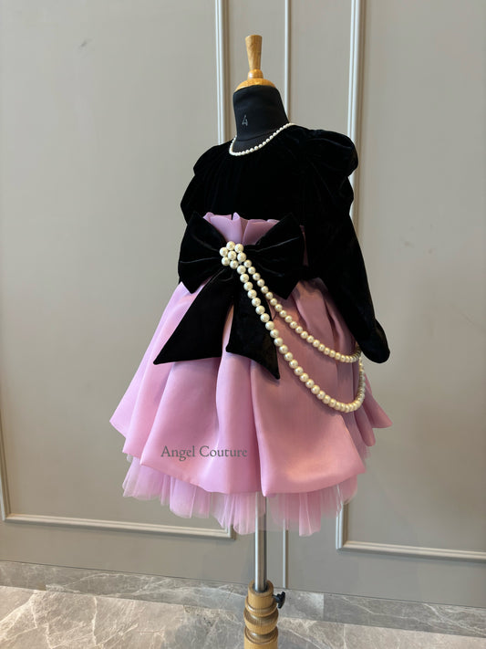 Black Lavender Pearl String Dress