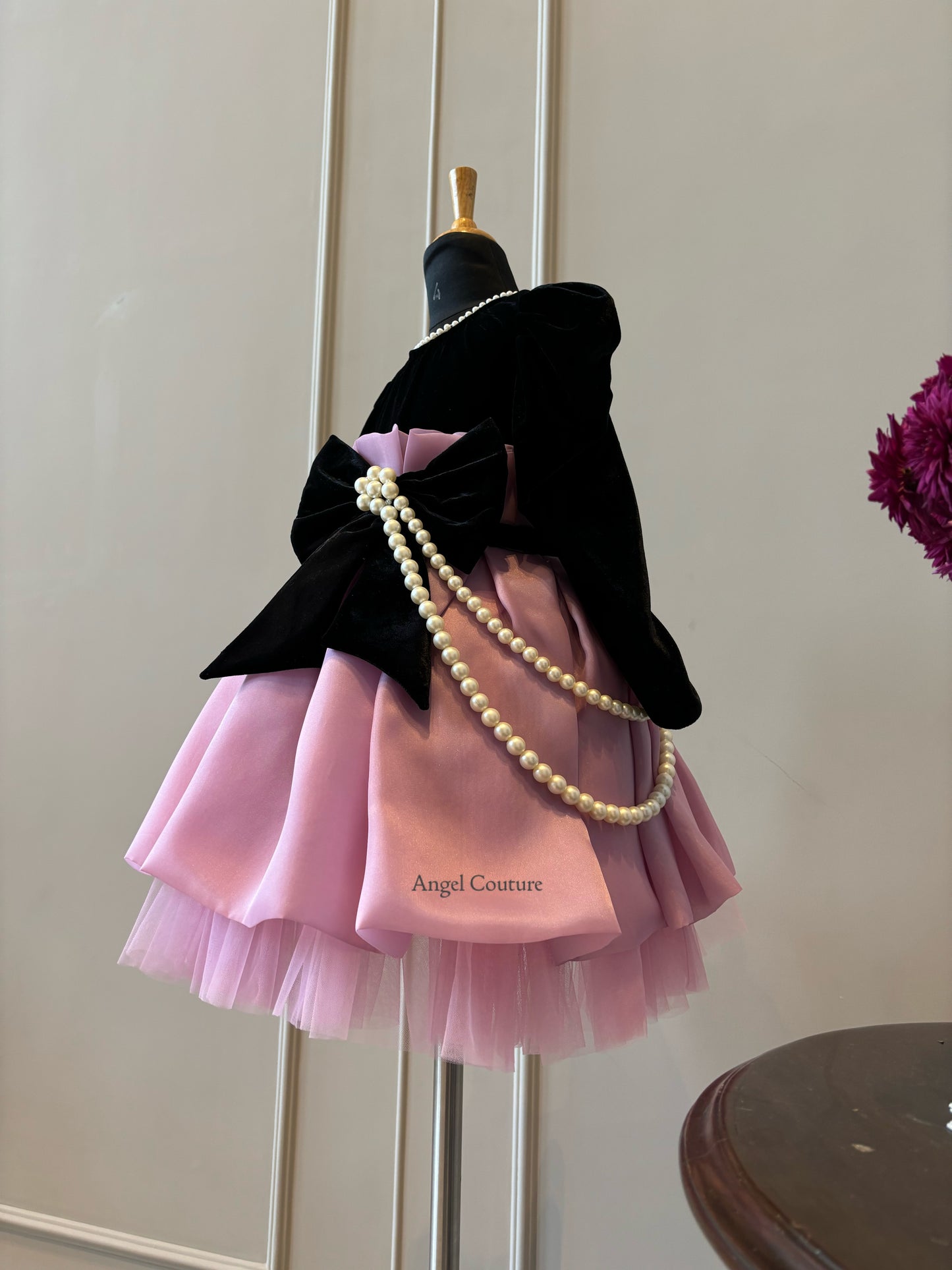 Black Lavender Pearl String Dress