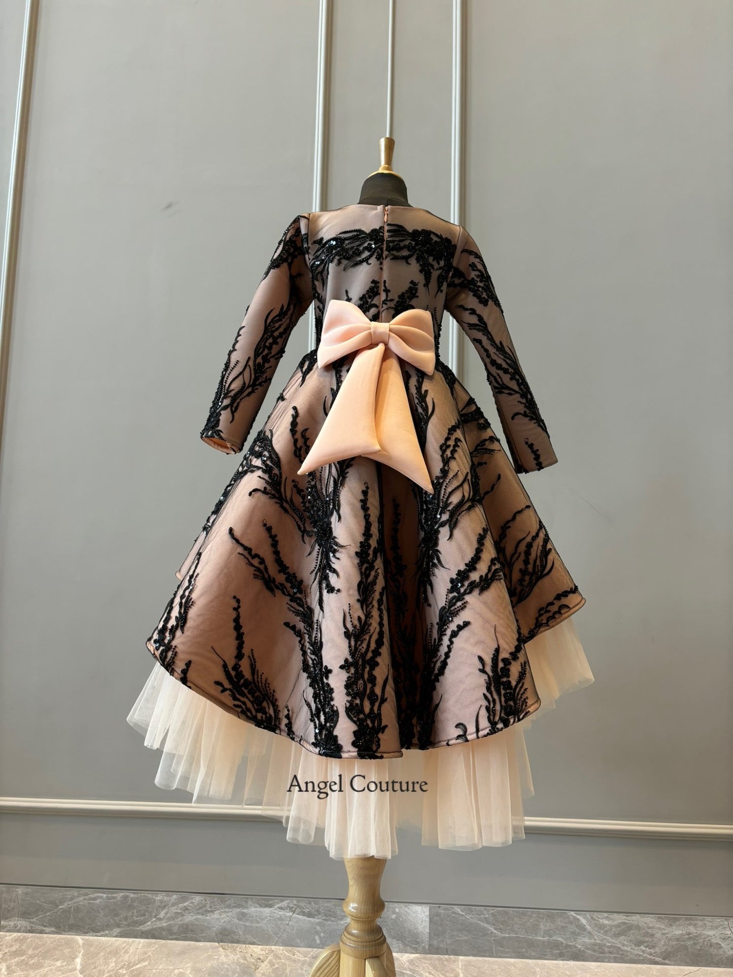 Peach Black Wild Sequence Short Long Gown