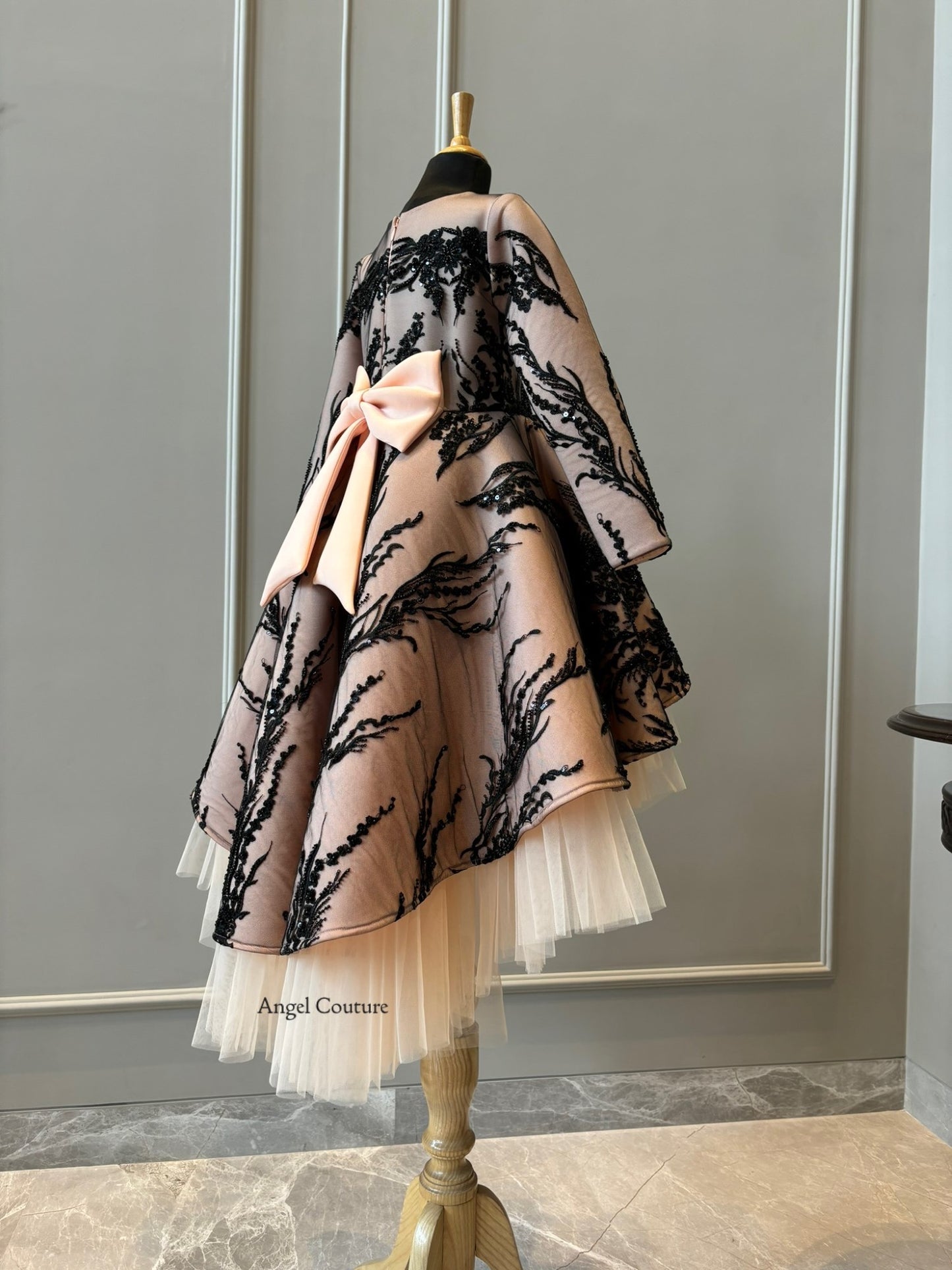 Peach Black Wild Sequence Short Long Gown