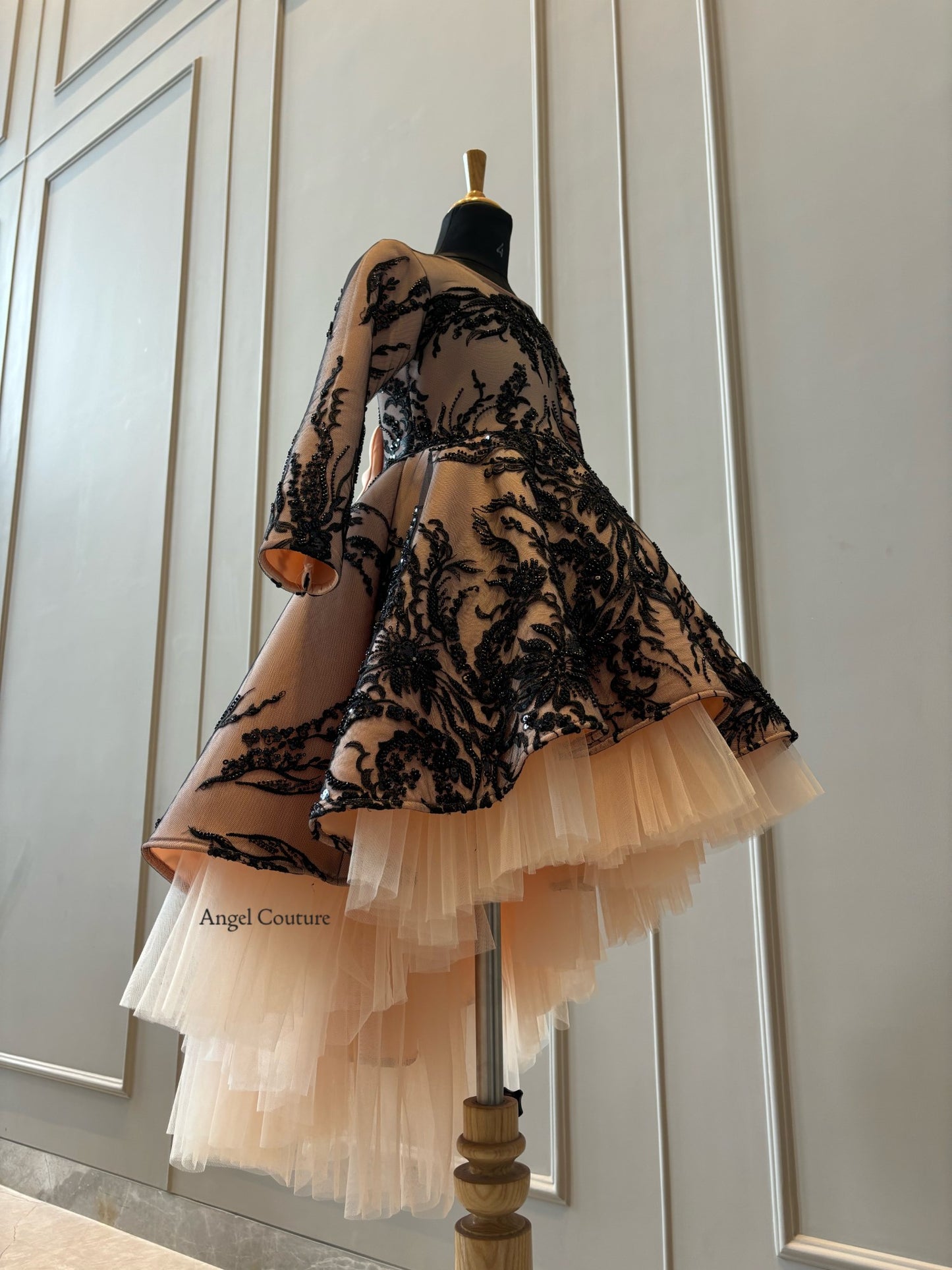 Peach Black Wild Sequence Short Long Gown