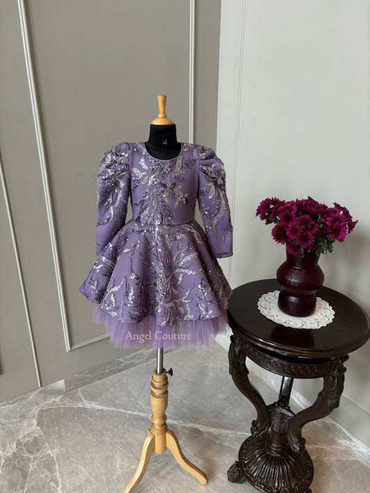 Lavender Silver Wild Flower Sequence Dress