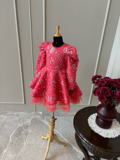 Fuchsia Pink Floral Sequence Dress