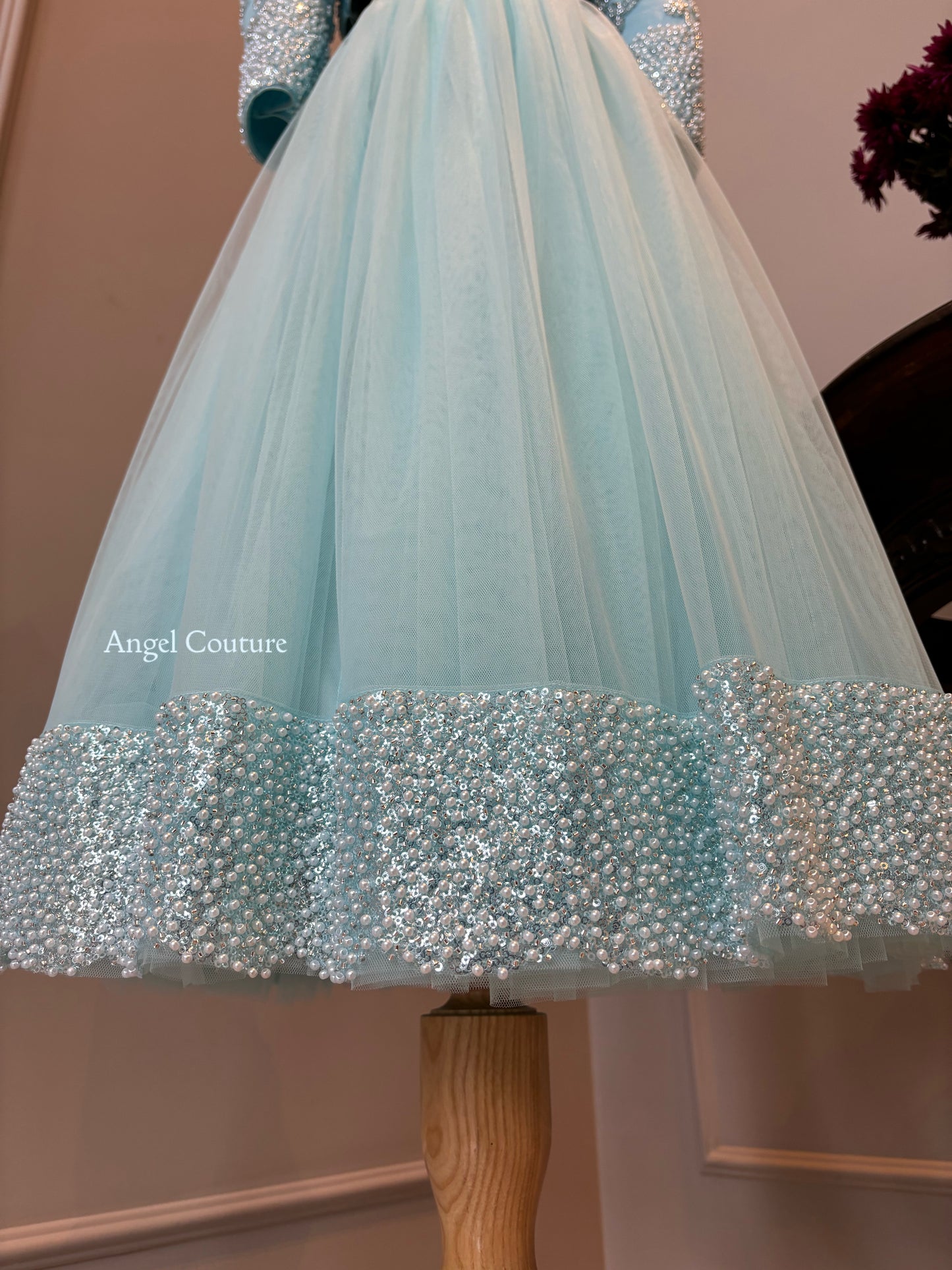 Ice Blue Sequence Lehenga Gown