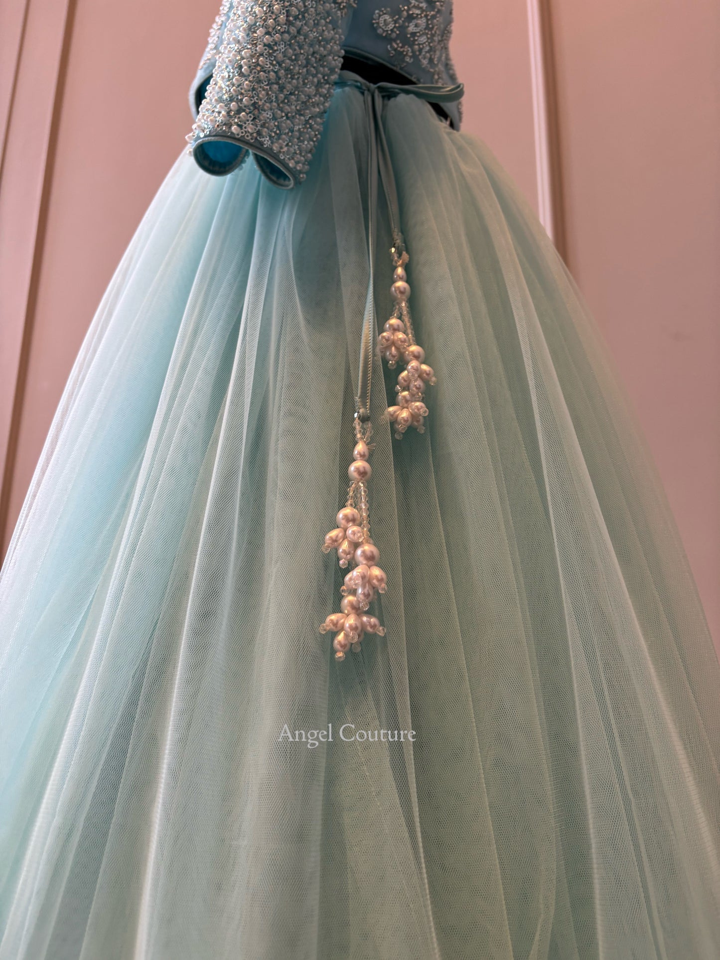 Ice Blue Sequence Lehenga Gown