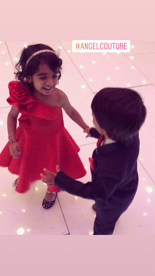 Red One Shoulder Rose Dress