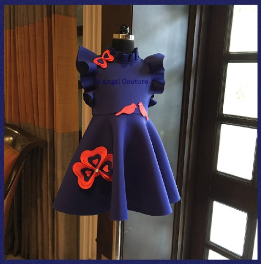 Royal Blue Bird Pansy Dress