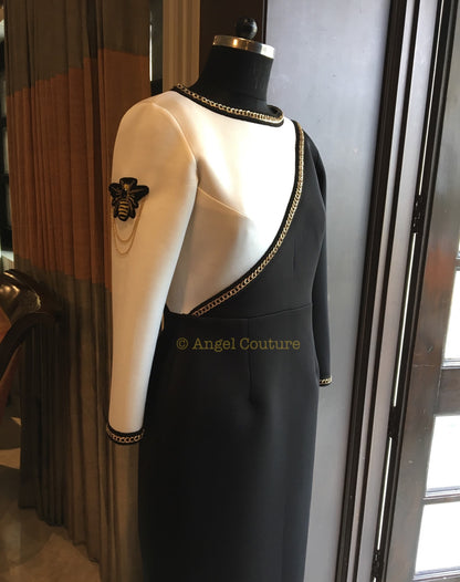 Black And Ivory Bee Chain Dress