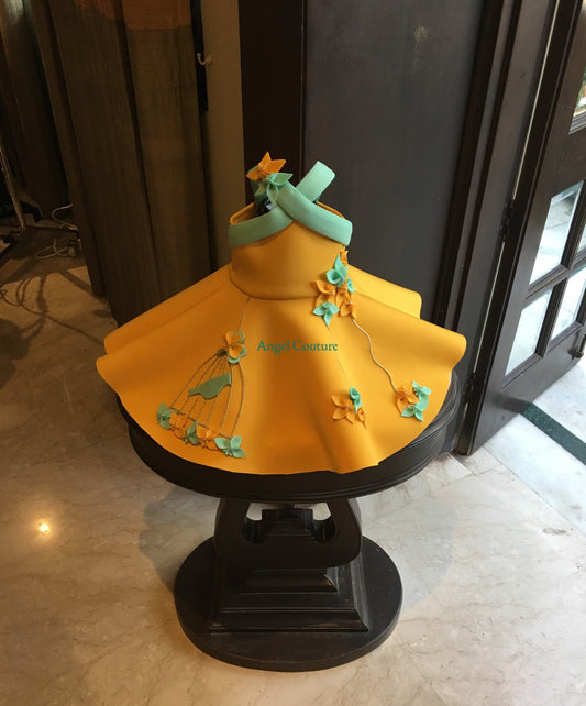 Yellow Mint Green Crisscross Birdcage Dress