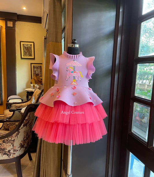Lilac Fuchsia Pink Unicorn Carousel Dress