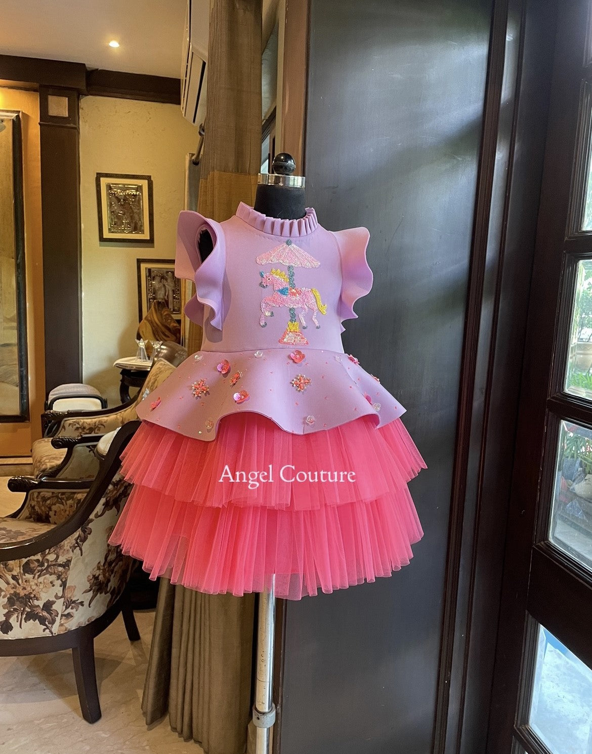 Lilac Fuchsia Pink Unicorn Carousel Dress