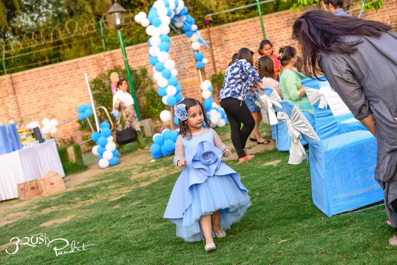 Powder Blue Big Rose Short Long Gown