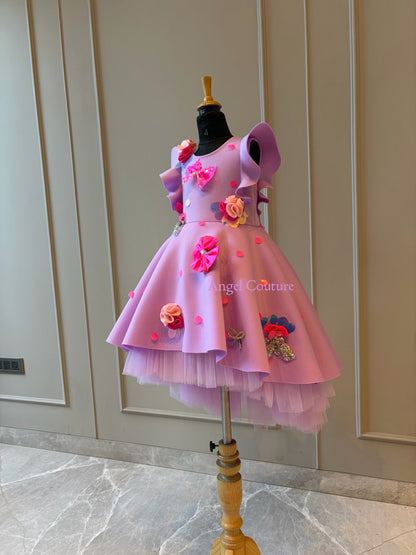 Lilac Polka Sequence Bow Short Long Gown