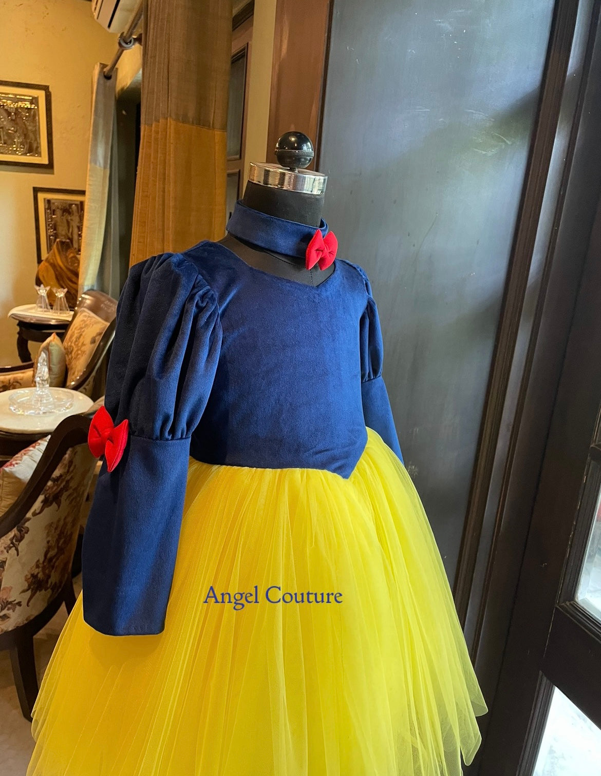 Royal Blue Yellow Snow White Dress