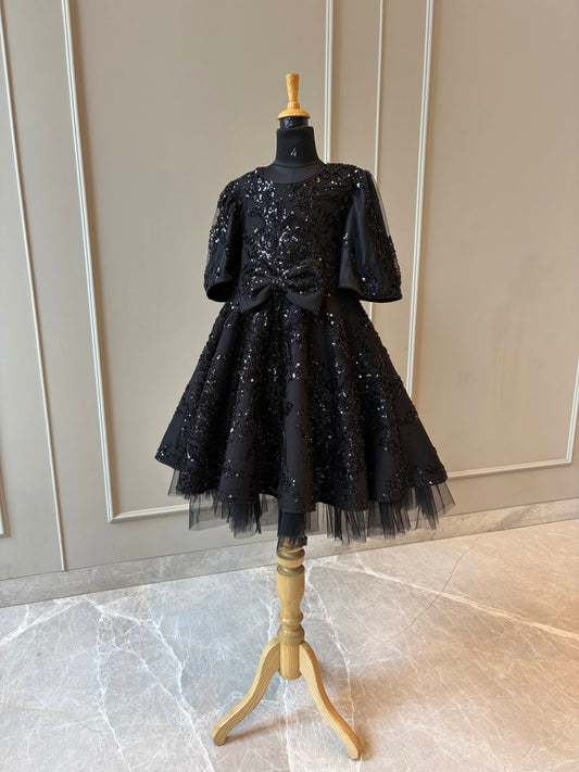 Black Sequence Full Peplum Dress