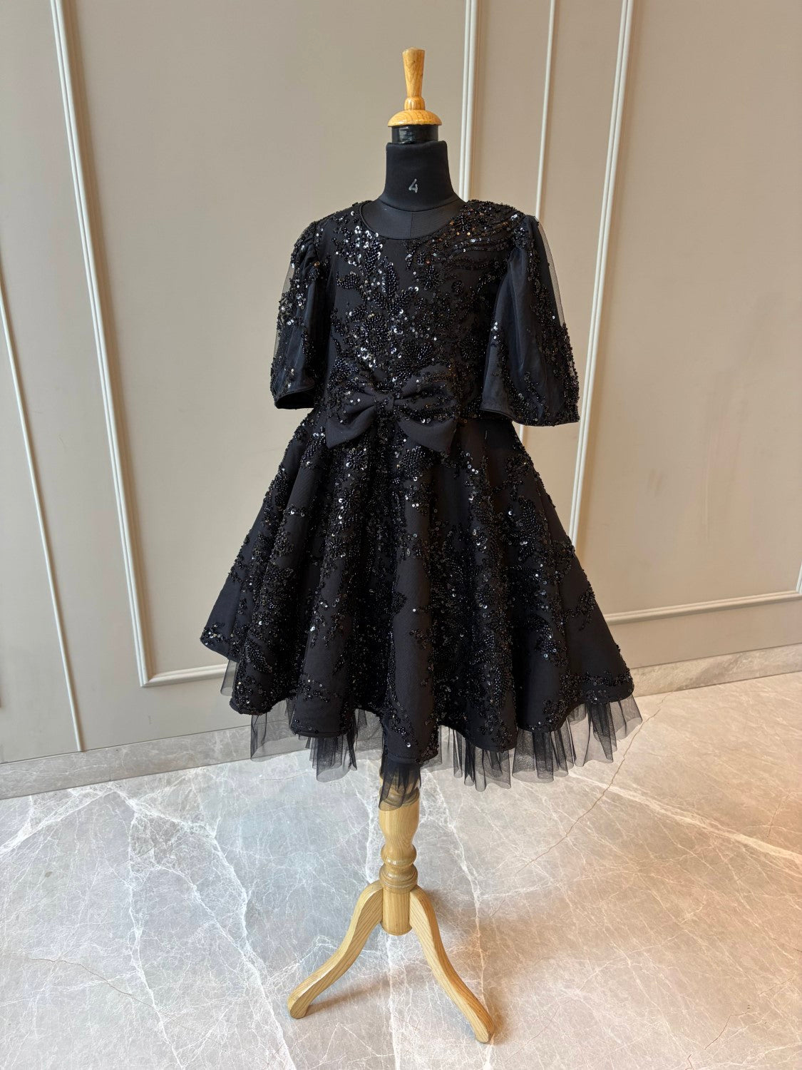 Black Sequence Full Peplum Dress