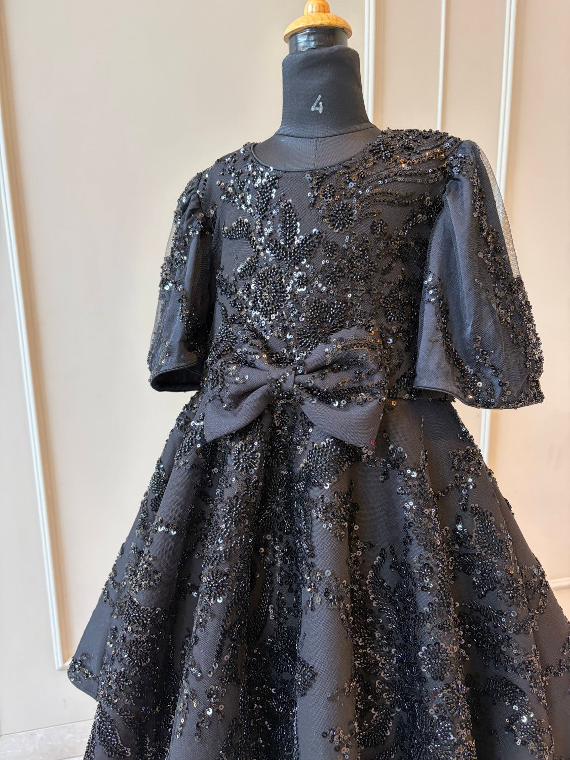 Black Sequence Full Peplum Dress