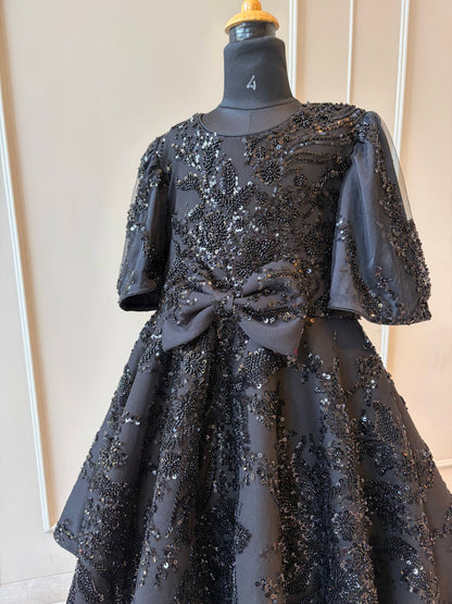 Black Sequence Full Peplum Dress