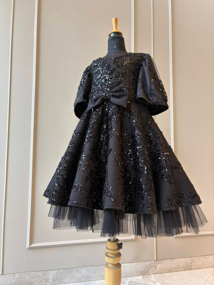 Black Sequence Full Peplum Dress
