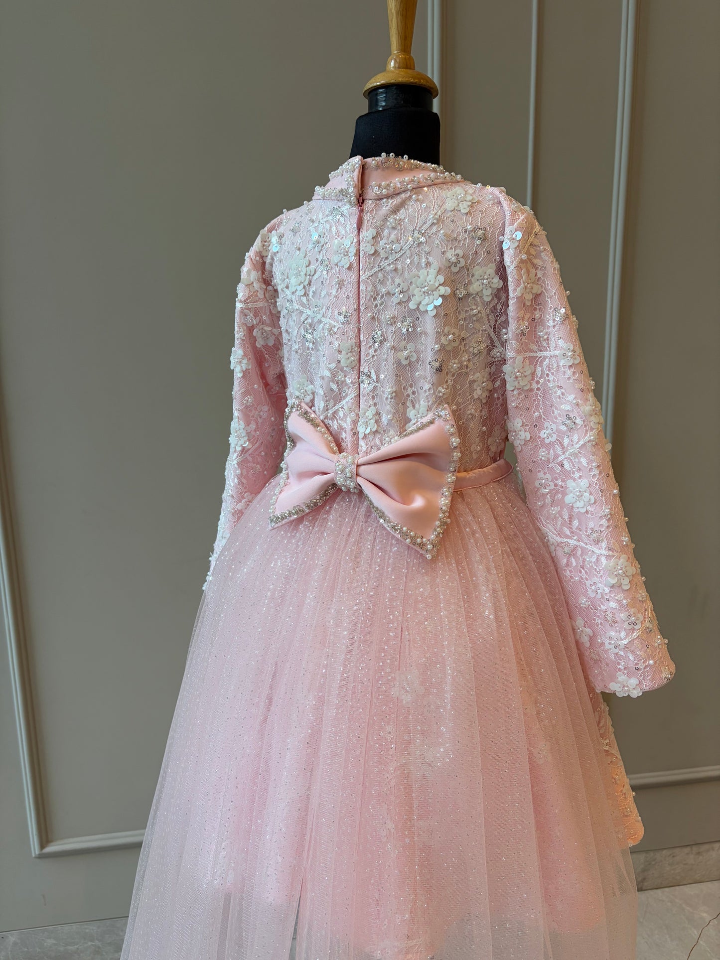 Baby Pink Ivory Sequence Chantilly Princess Flair Dress