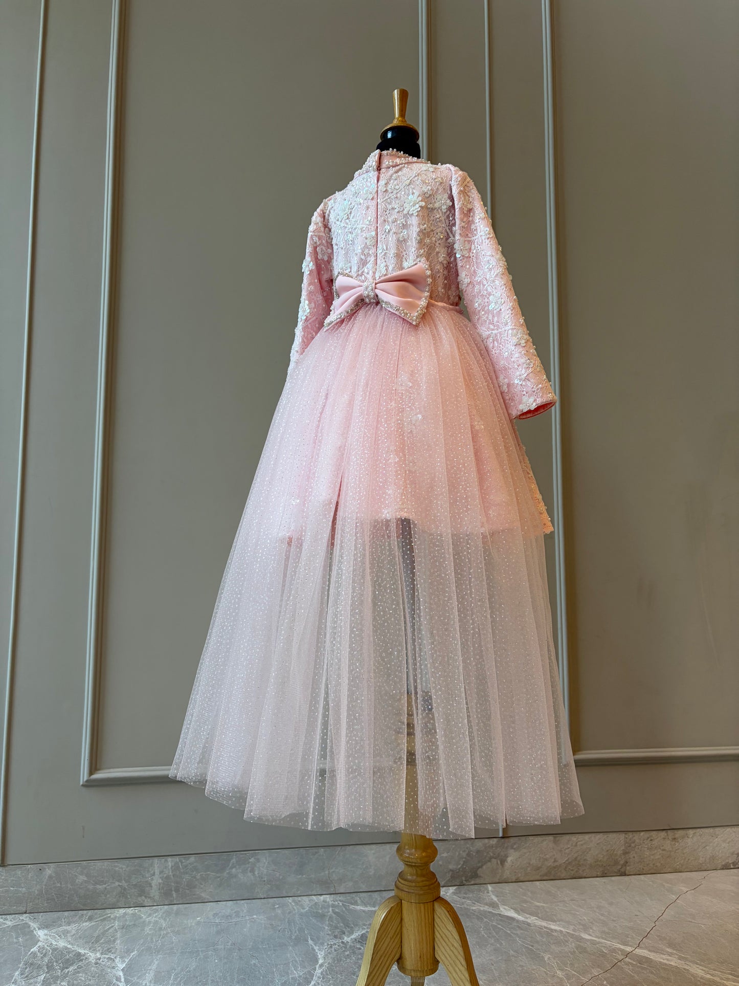 Baby Pink Ivory Sequence Chantilly Princess Flair Dress