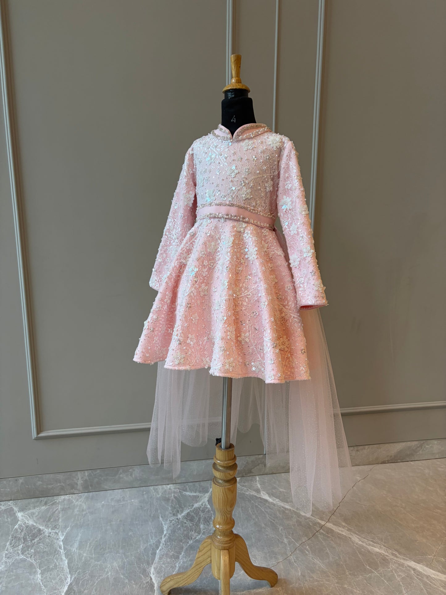 Baby Pink Ivory Sequence Chantilly Princess Flair Dress