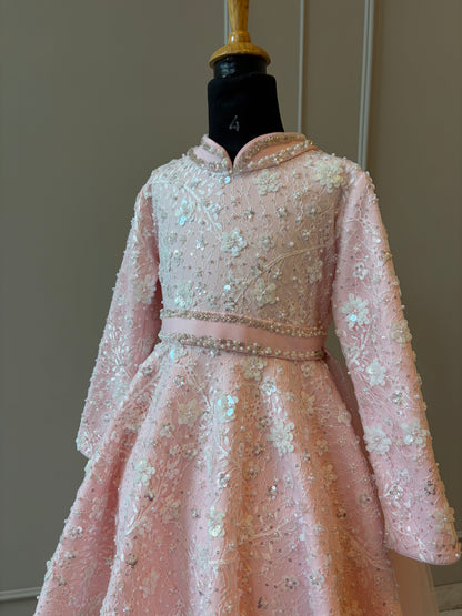 Baby Pink Ivory Sequence Chantilly Princess Flair Dress