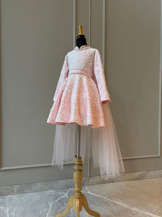 Baby Pink Ivory Sequence Chantilly Princess Flair Dress