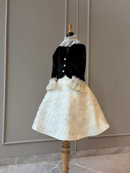 Black Velvet Coat Classic Vintage Dress