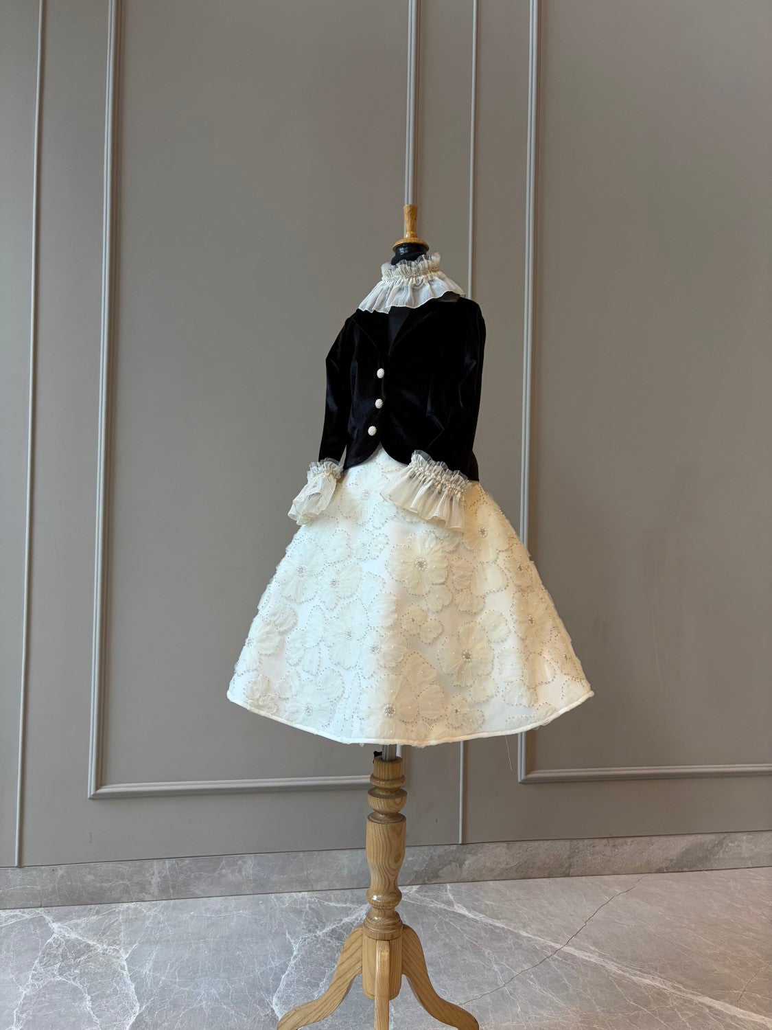 Black Velvet Coat Classic Vintage Dress